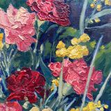 HSP painting "Bouquet of carnations and mimosas" 1934 by Victor RAMBAUD (1902-1996)