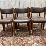 Série de 6 chaises dans le goût de Regain assises cuir