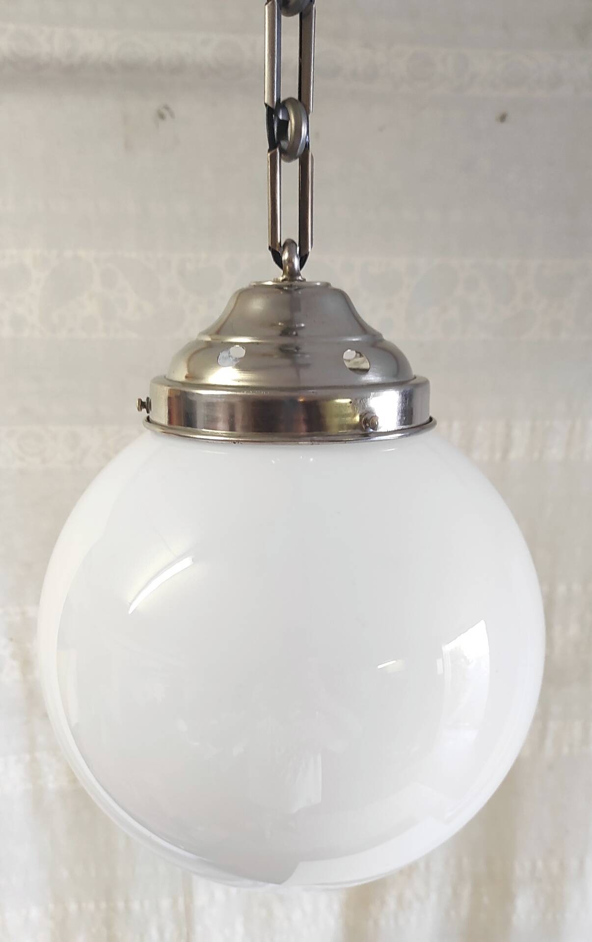 Bauhaus opaline globe pendant light diameter 20 cm - 1930s