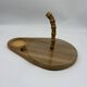 Vintage service tray wood, glass and bamboo – 1960s