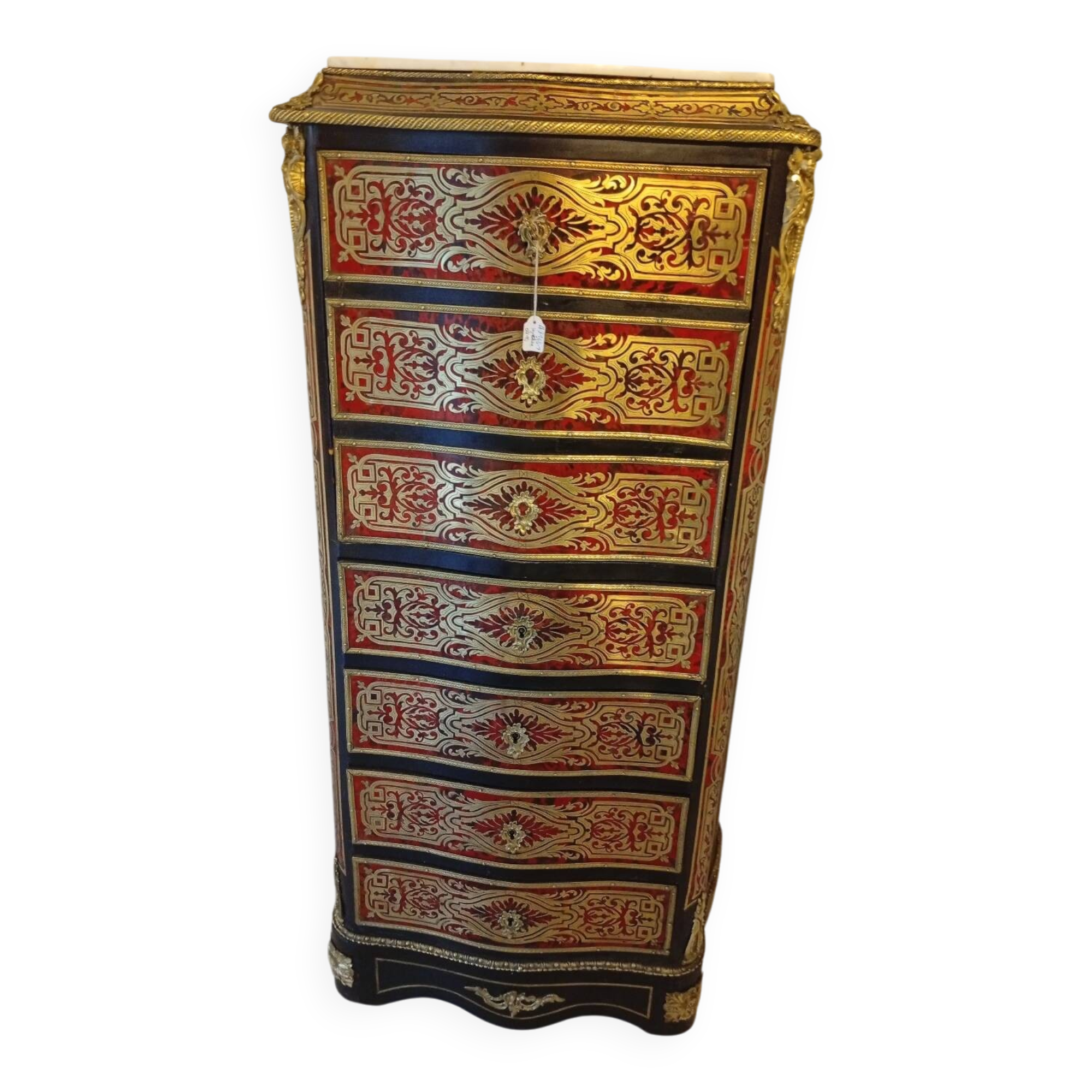 Boulle marquetry secretary desk with weekly drawer