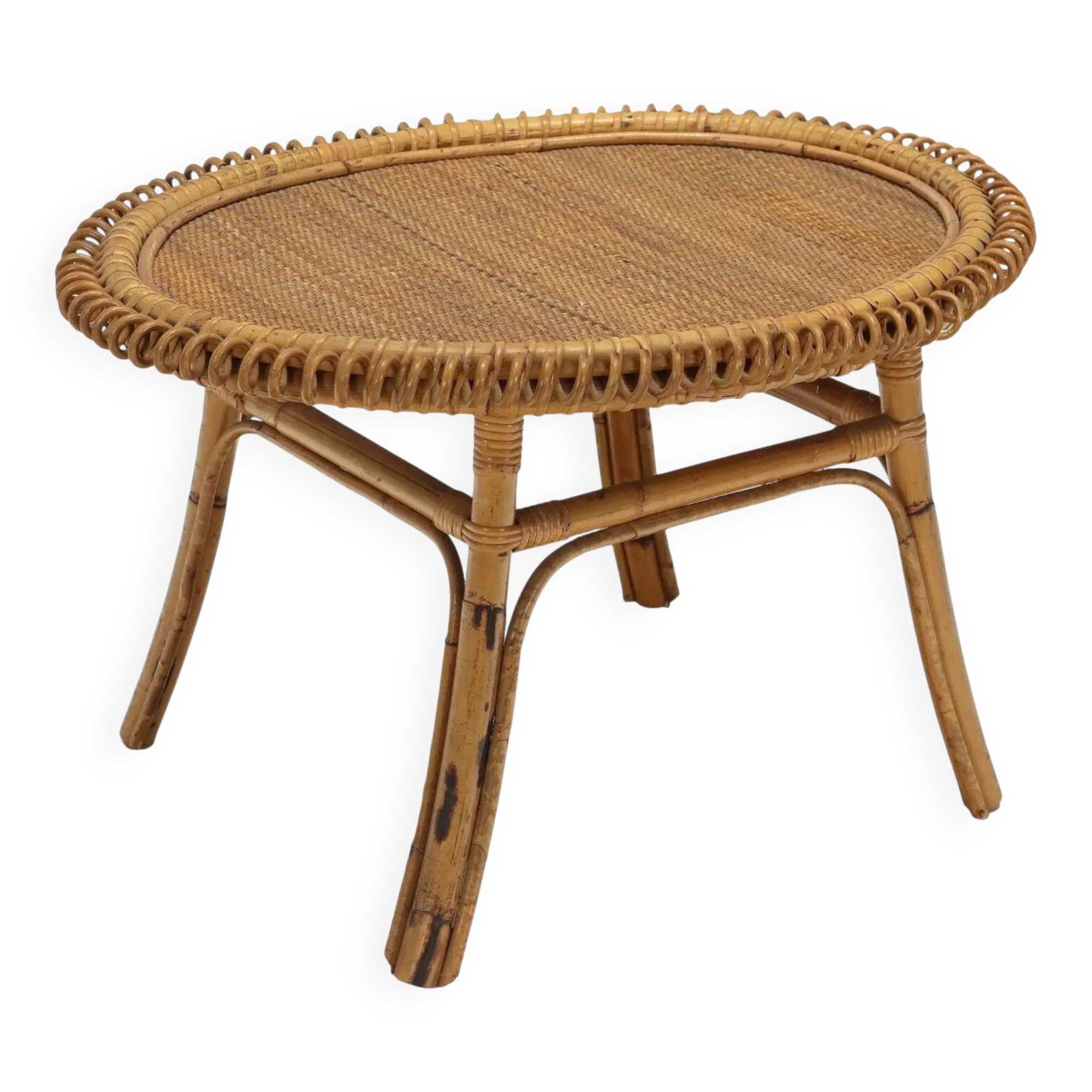 Vintage bamboo coffee table, Italy, 1950s-1960s.