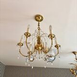 6-light chandelier in gold metal and tassels