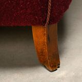 Paire de fauteuils Art déco d'ébéniste danois, revêtus de tissu de laine bordeaux