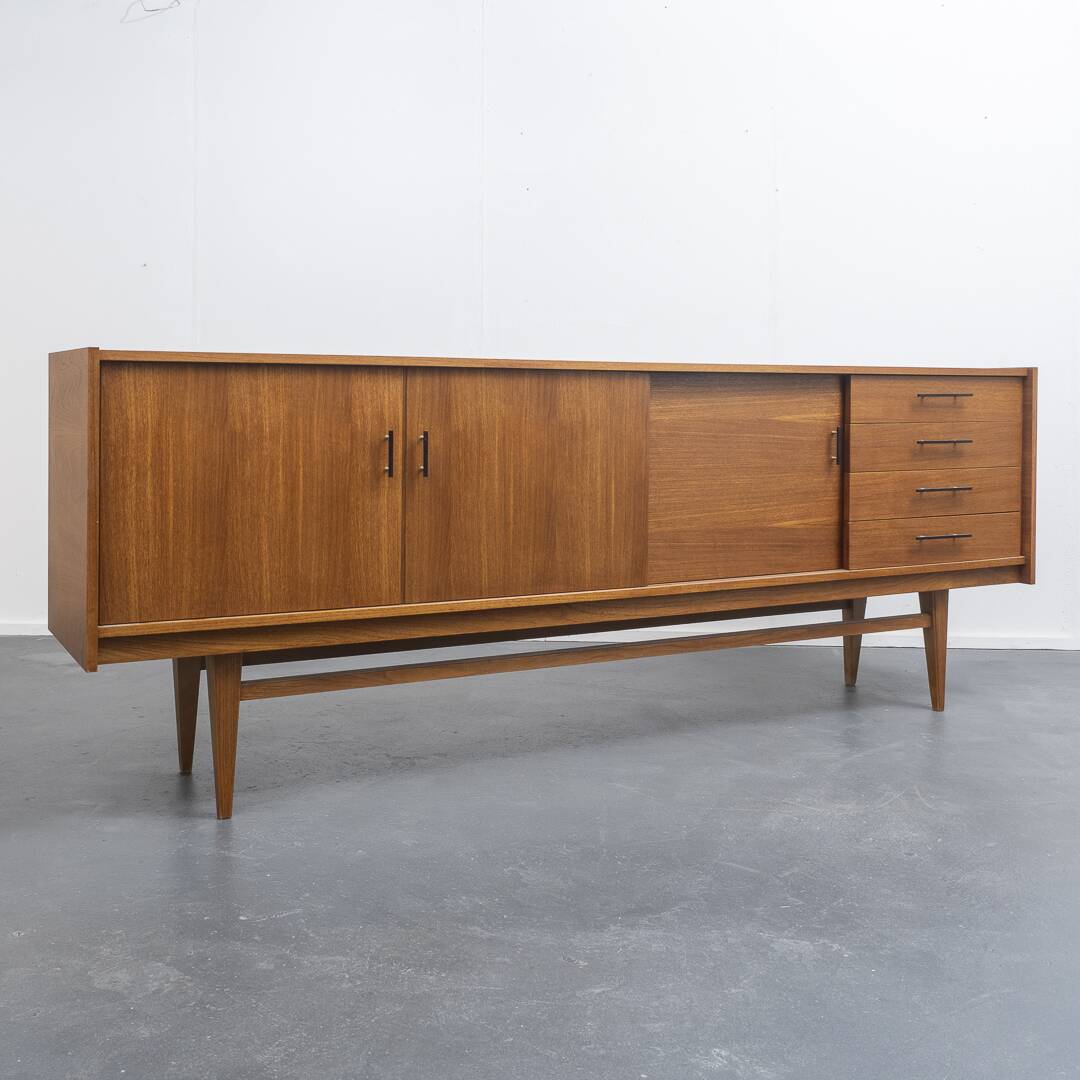 1950s sideboard, teak, sliding doors, restored,