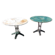 Two metal garden tables make up