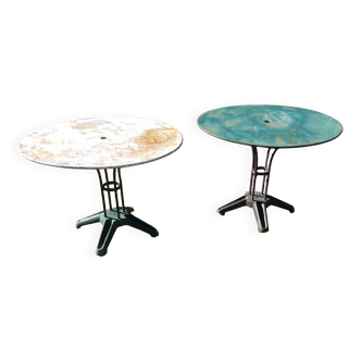Two metal garden tables make up