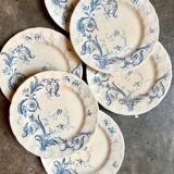 6 Gien ironstone dinner plates, "Rinceaux" service no. 2