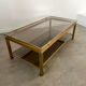 Table basse en laiton et verre fumé design Guy Lefèvre pour la maison Jansen Année 70/80 vintage