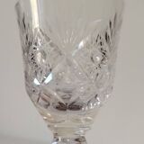 Set of 12 stemmed cut crystal liqueur glasses