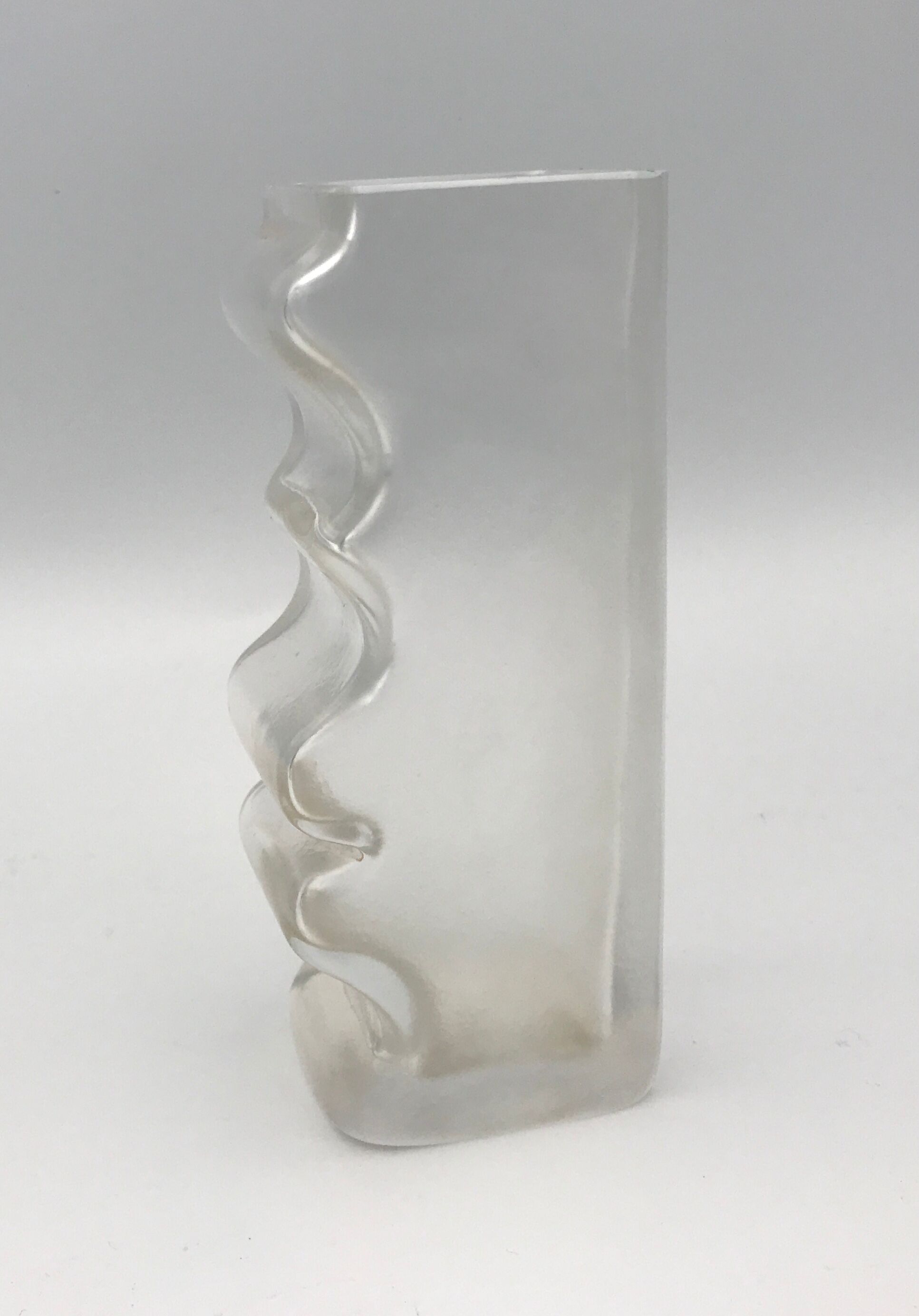 Vase in thick glass with frosted effect stamped by claus josef riedel