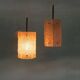 Vintage hexagonal glass and chrome pendant lamp from the 1960s.