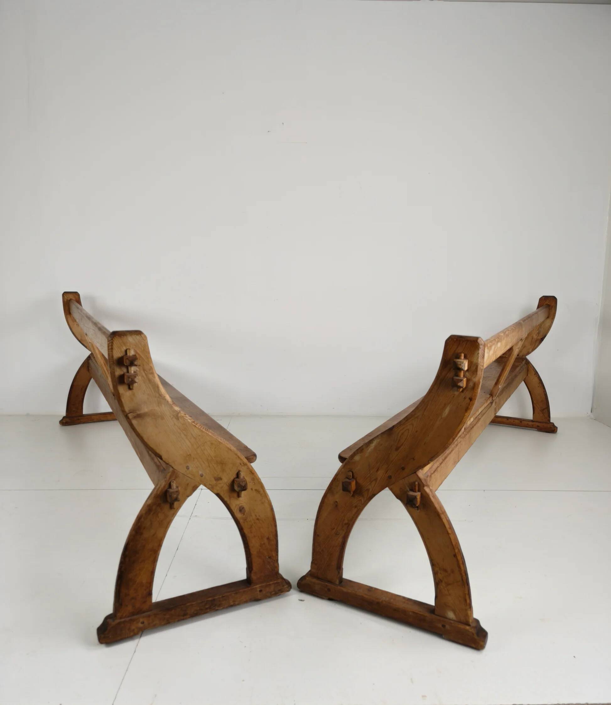 Victorian pitch pine school benches – circa 1900, England