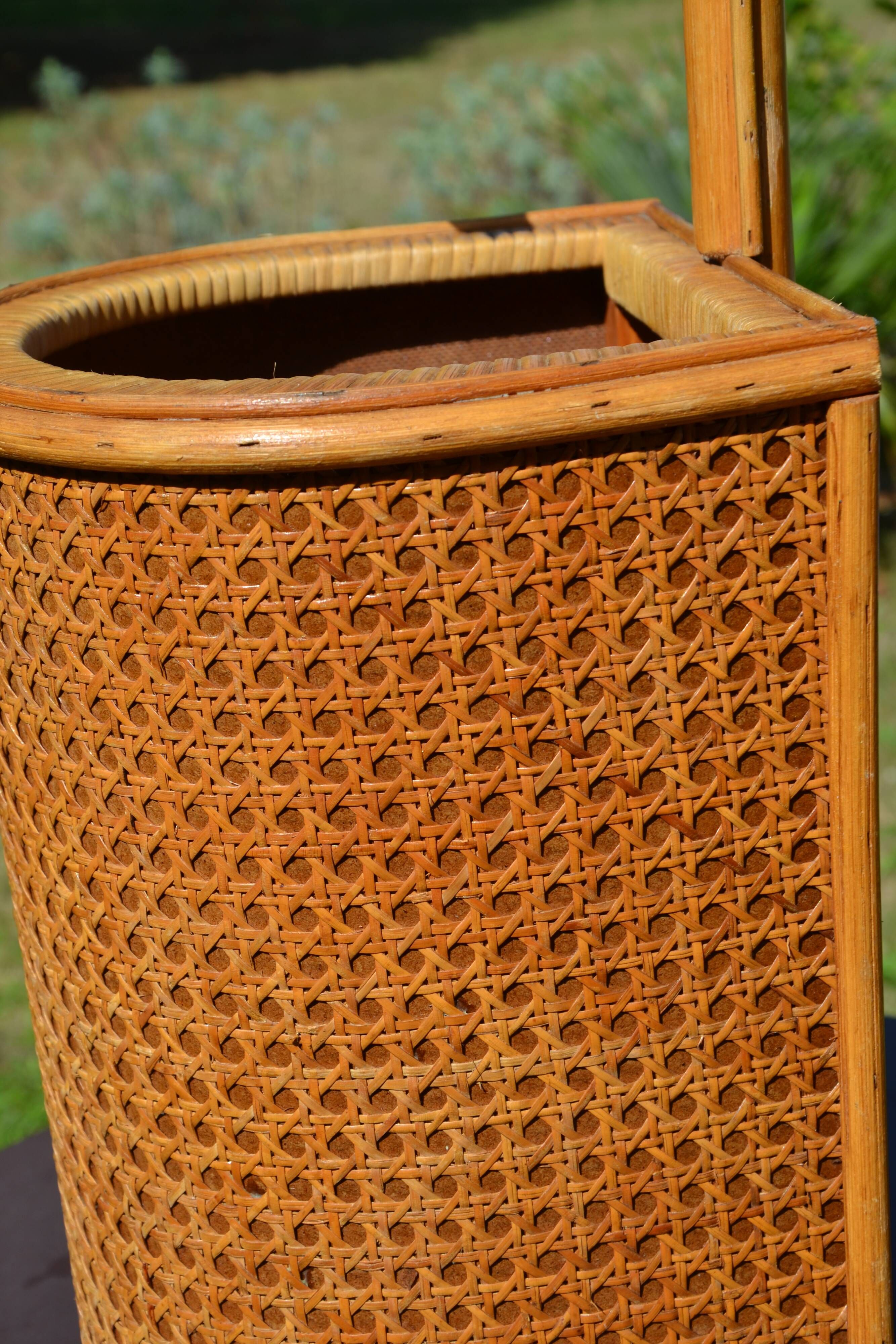 Vintage wicker and cane umbrella stand