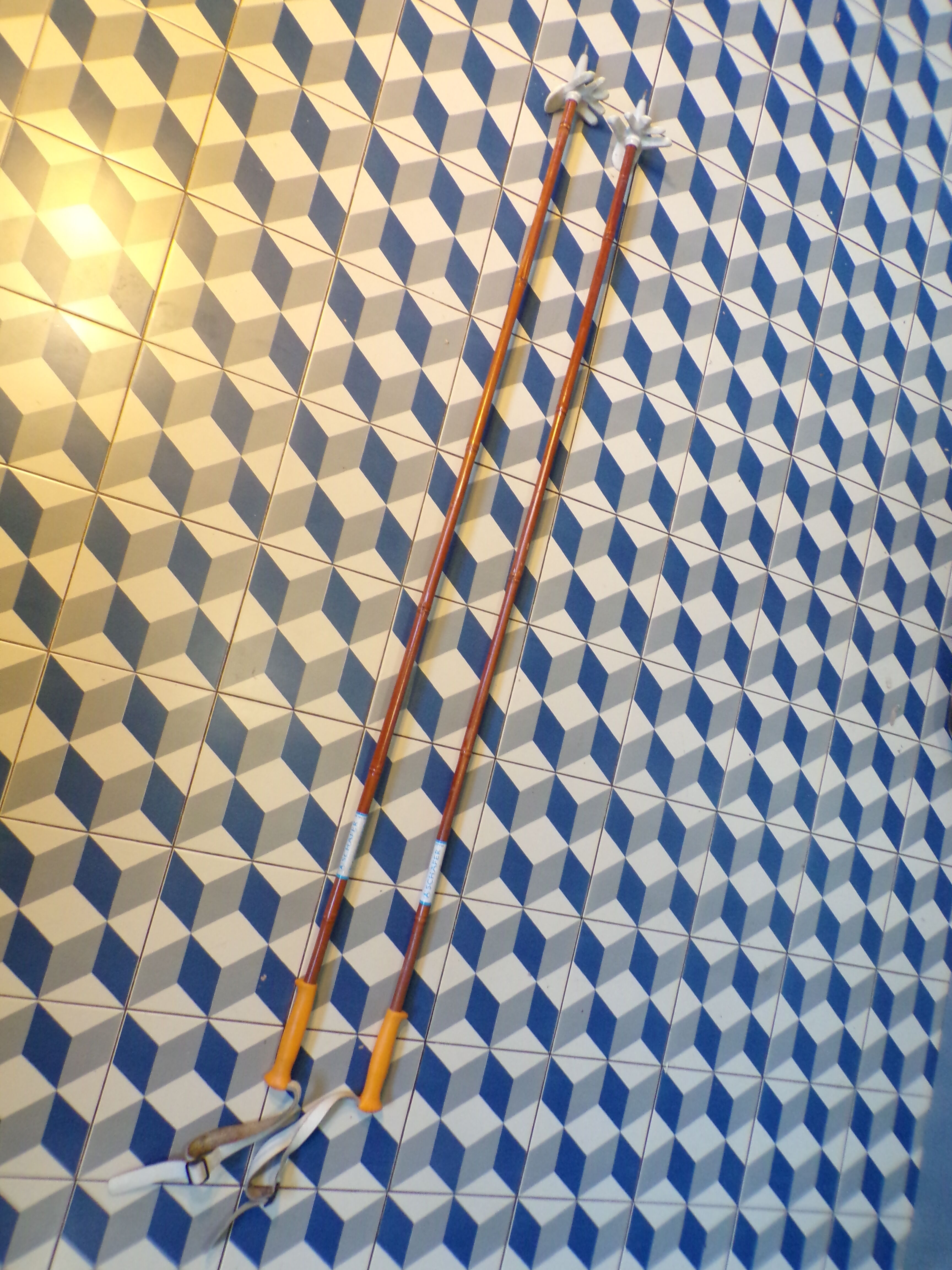 Pair of vintage reed ski poles