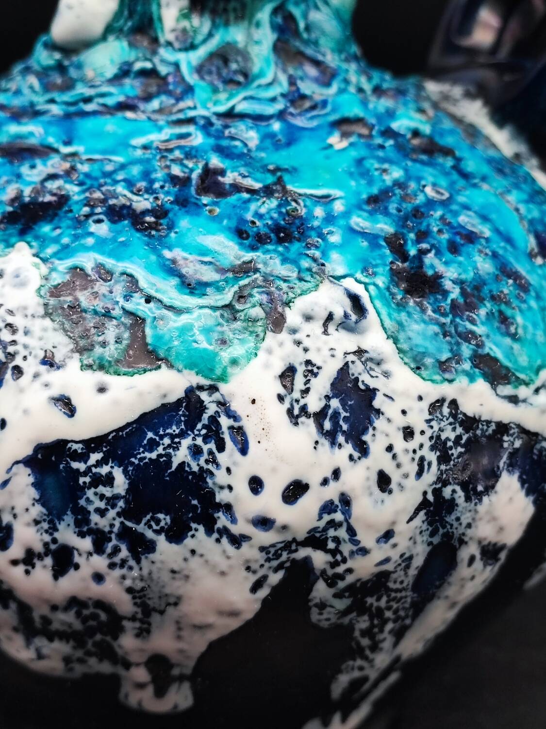 Vallauris vintage iridescent blue fat lava vase?