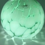 Vase en verre vintage forme boule fait à la main alicja vert et blanc
