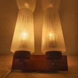 Wall lamp in teak wood and glass