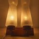 Wall lamp in teak wood and glass