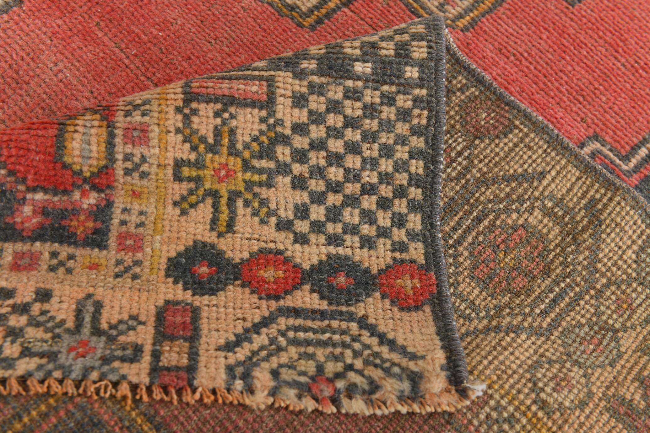 4x7 Geometric Oriental Red Vintage Persian Rug,  136x224Cm