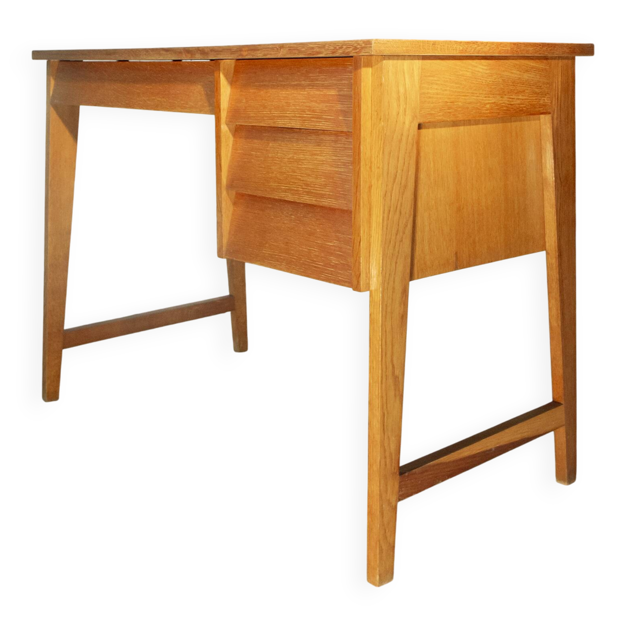 Vintage desk from the 60s-70s, light oak, in superb condition.