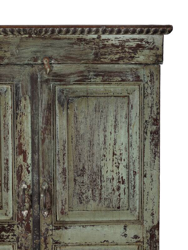 Green cabinet old teak piece and patina of origin India