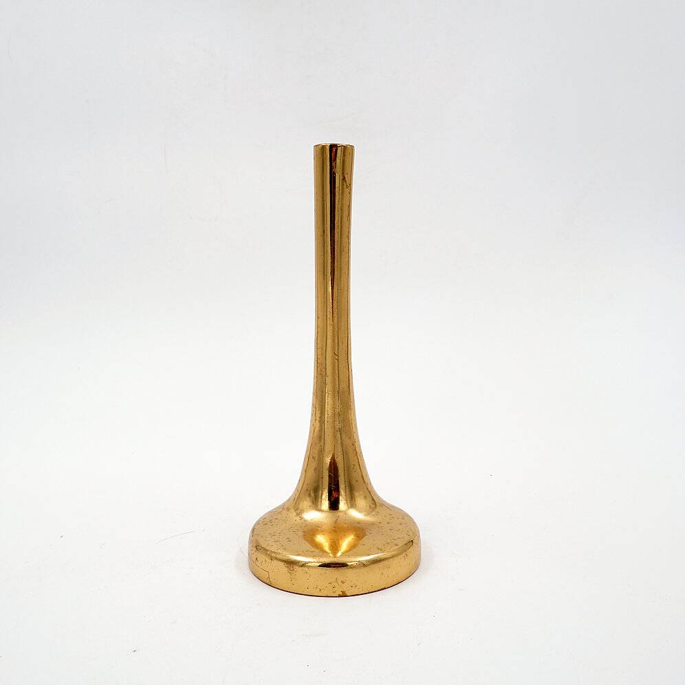 Asymmetrical brutalist flower vase in bronze by Heinz Goll, 1960s.