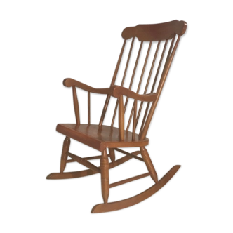 Rocking chair en bois blond vintage