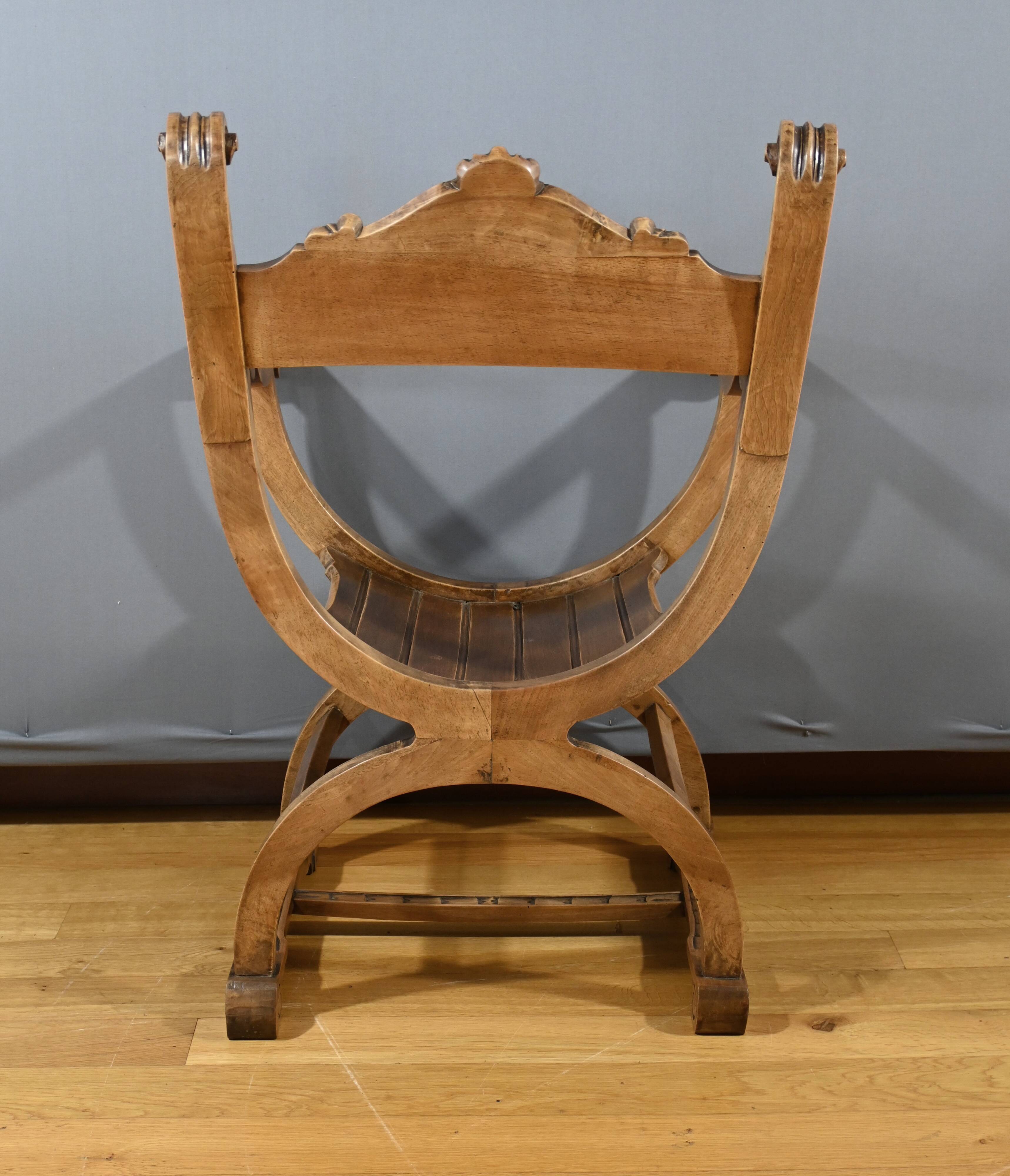 Dagobert Walnut Armchair, Medieval Style – Late 19th Century