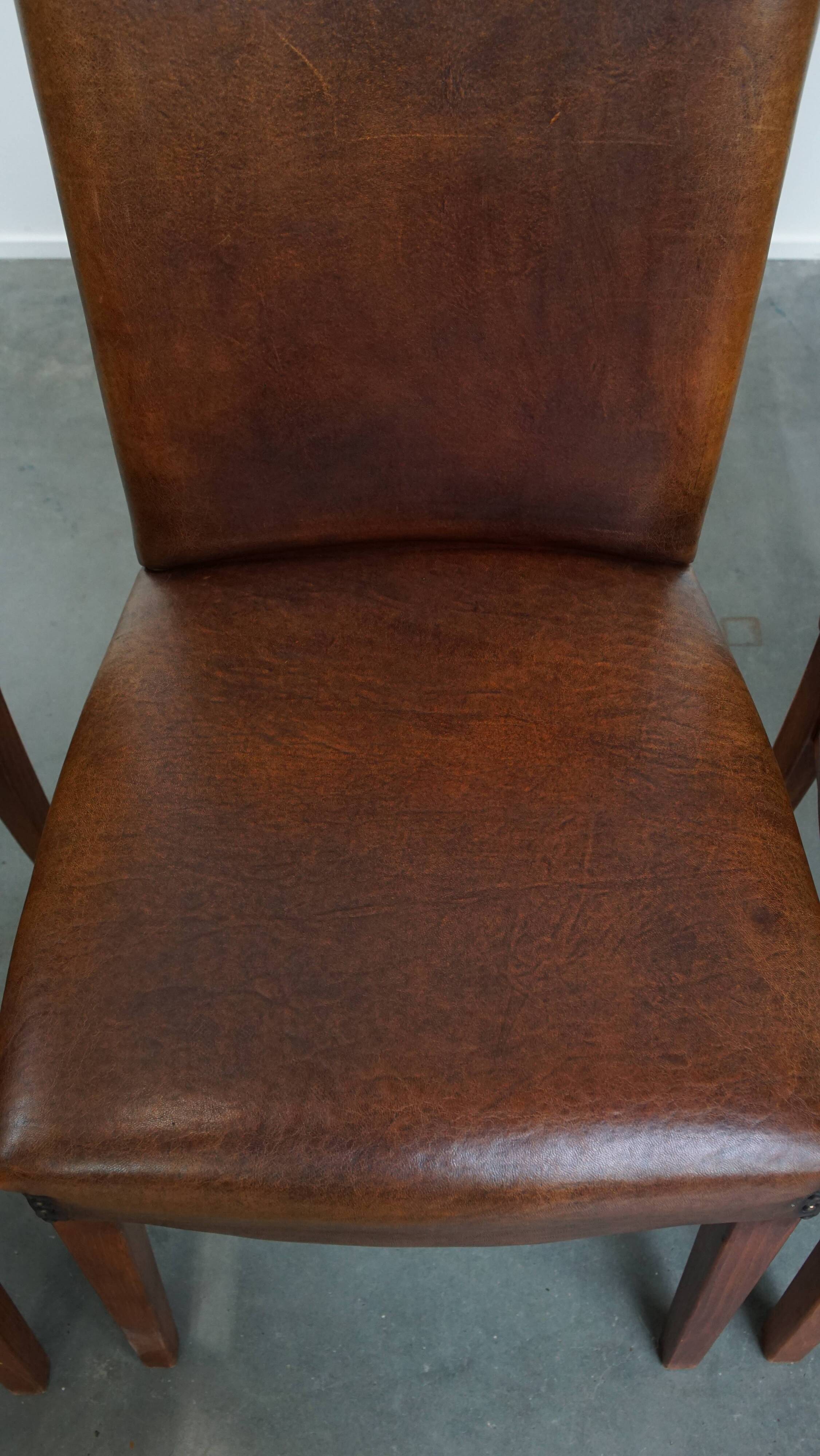 Set of 4 Sheepskin Leather Dining Chairs