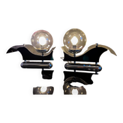 Pair of metal and blown glass wall lights, Italy 1970s, in excellent condition.