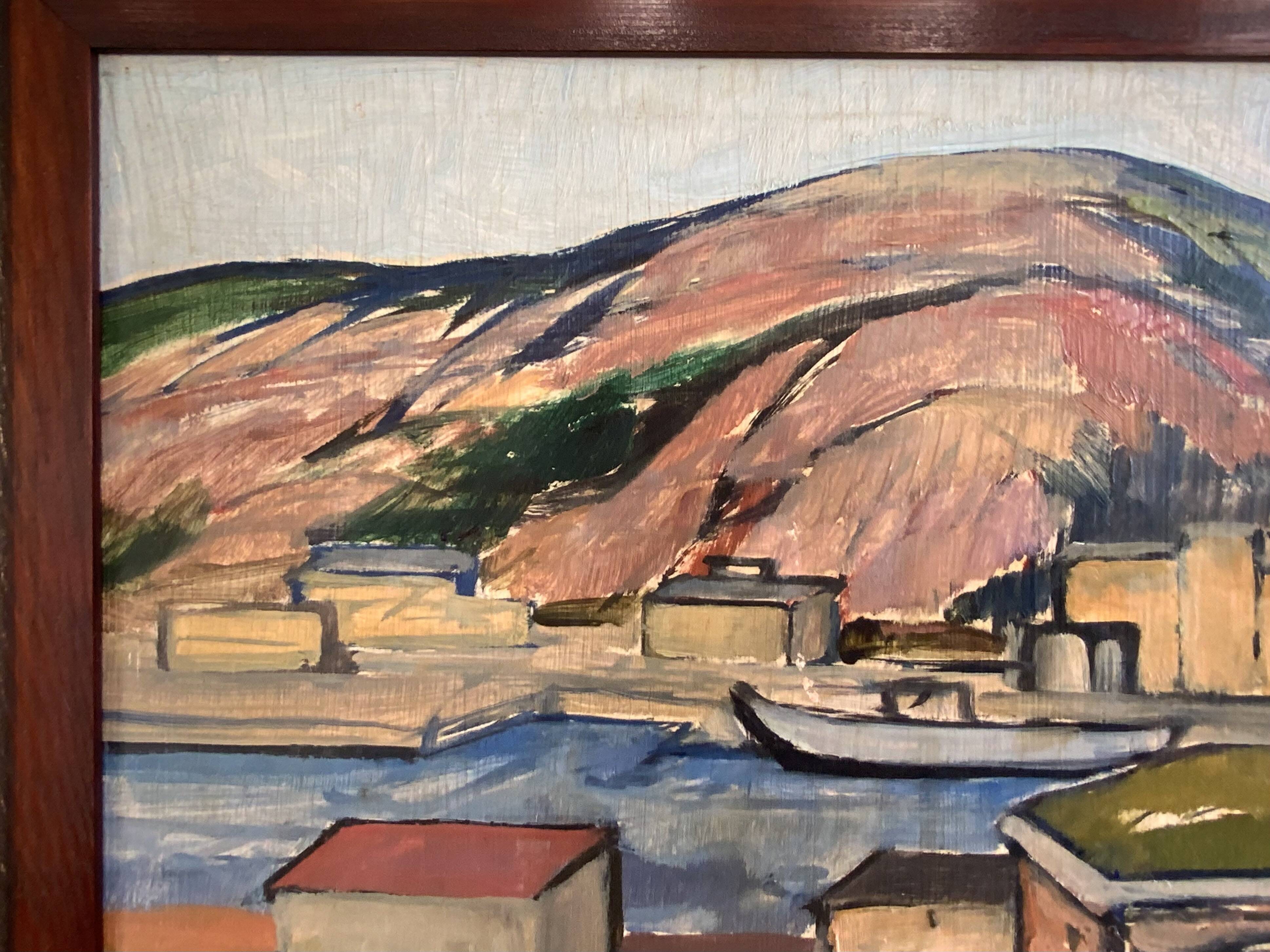 Vintage Oil Painting Landscape Fortification by Carsten Hvistendahl 1931