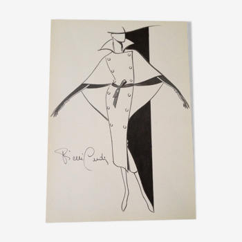 Pierre Cardin: croquis vintage de mode presse - début des années 90