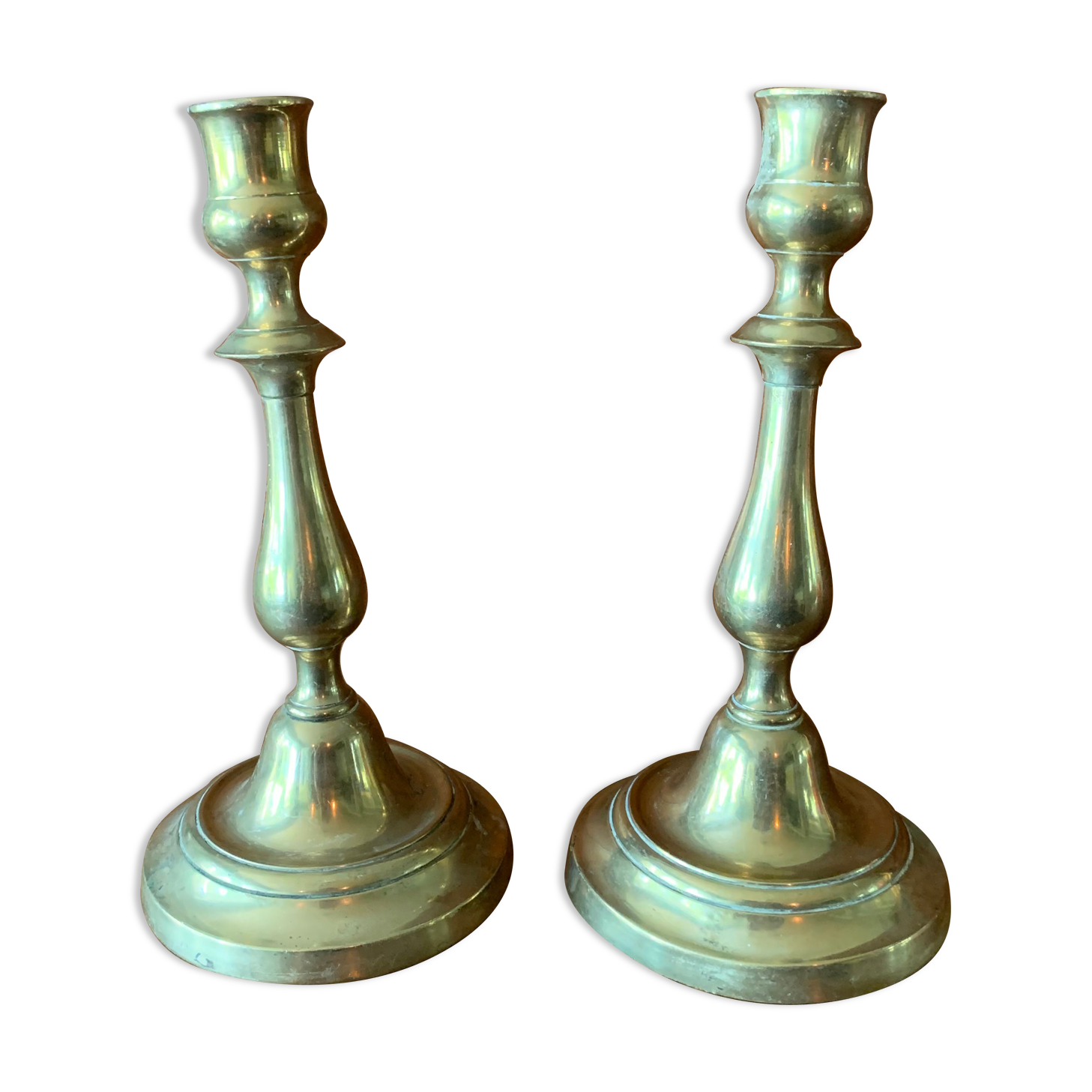 Set of 2 brass candle holders