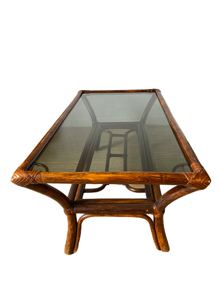 Rattan coffee table and smoked glass