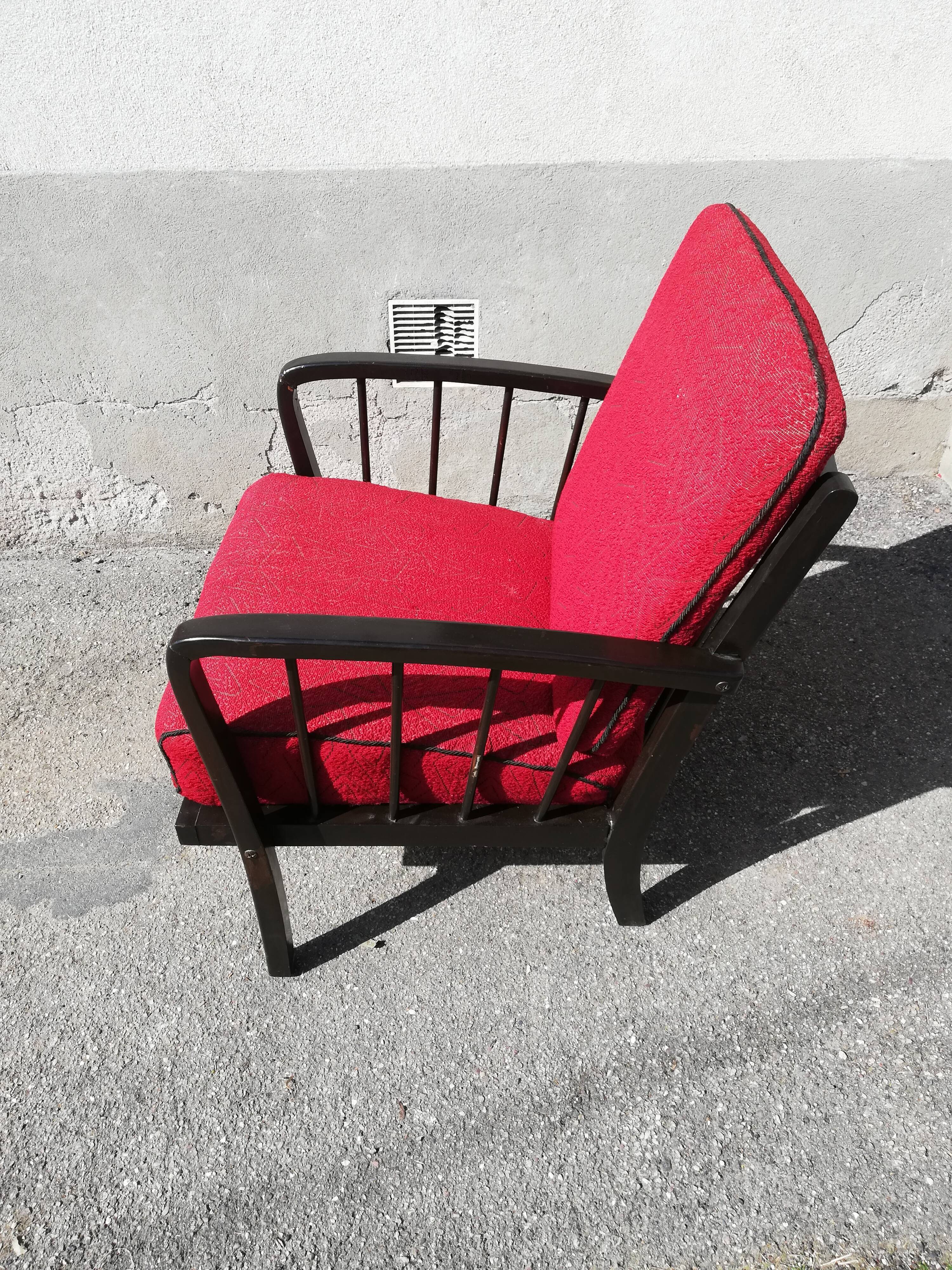 Armchair years 50 red fabric