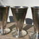 6 conical silver-plated metal bowls with hallmarks / Art Deco stemmed glasses