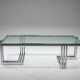 Table basse vintage en chrome et verre, années 1960