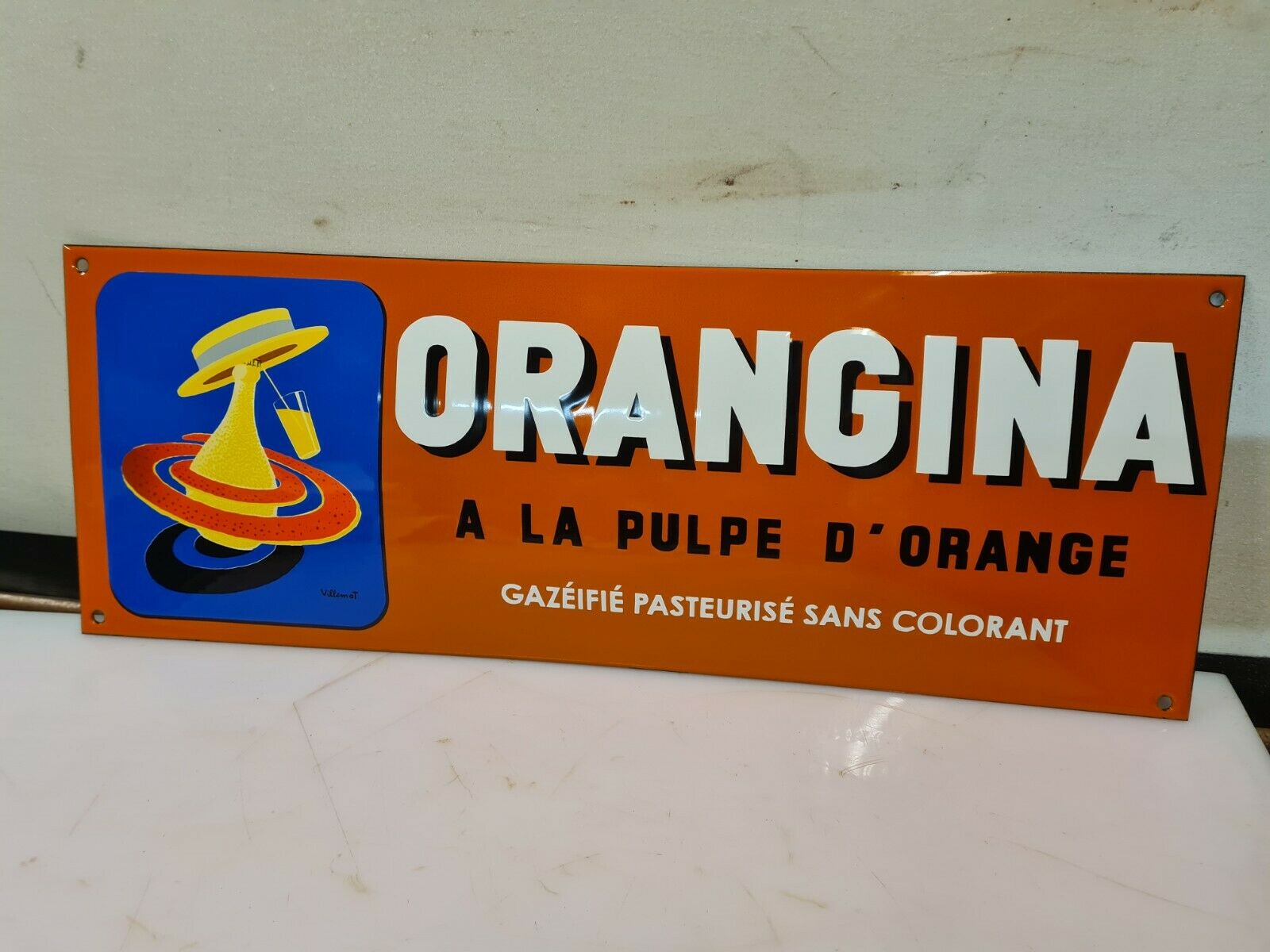 ORANGINA enamelled plate