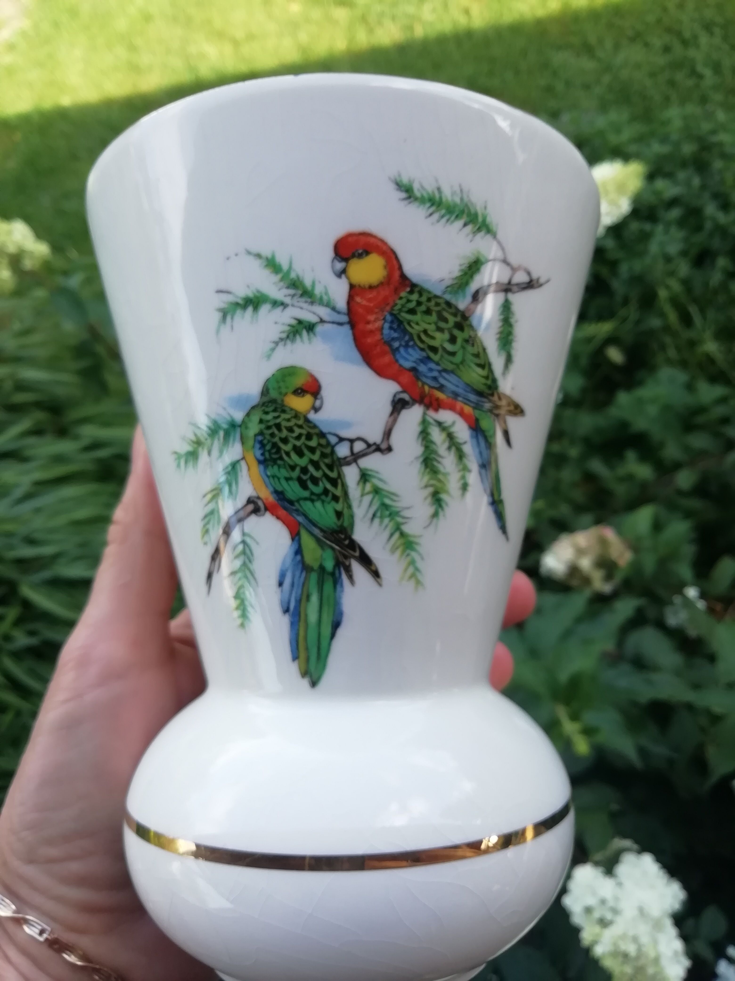 Vase parrots Gien