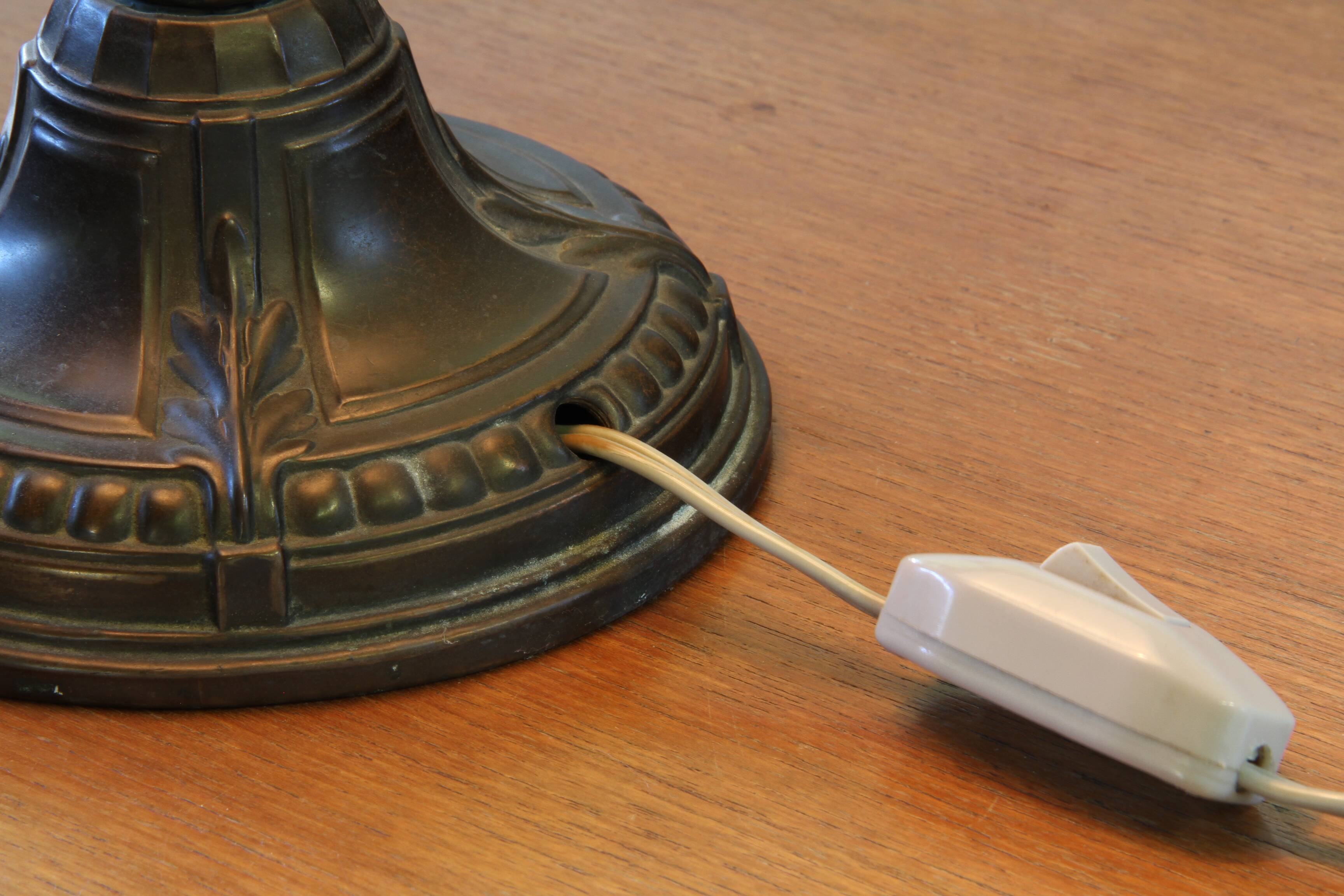 Vintage 1920s Danish table lamp in the style of Just Andersen Diskometal design