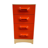 Commode à tiroir Prisunic orange 1970