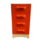 Commode à tiroir Prisunic orange 1970