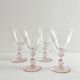 4 verres à vin pied rose en verre bullé vintage