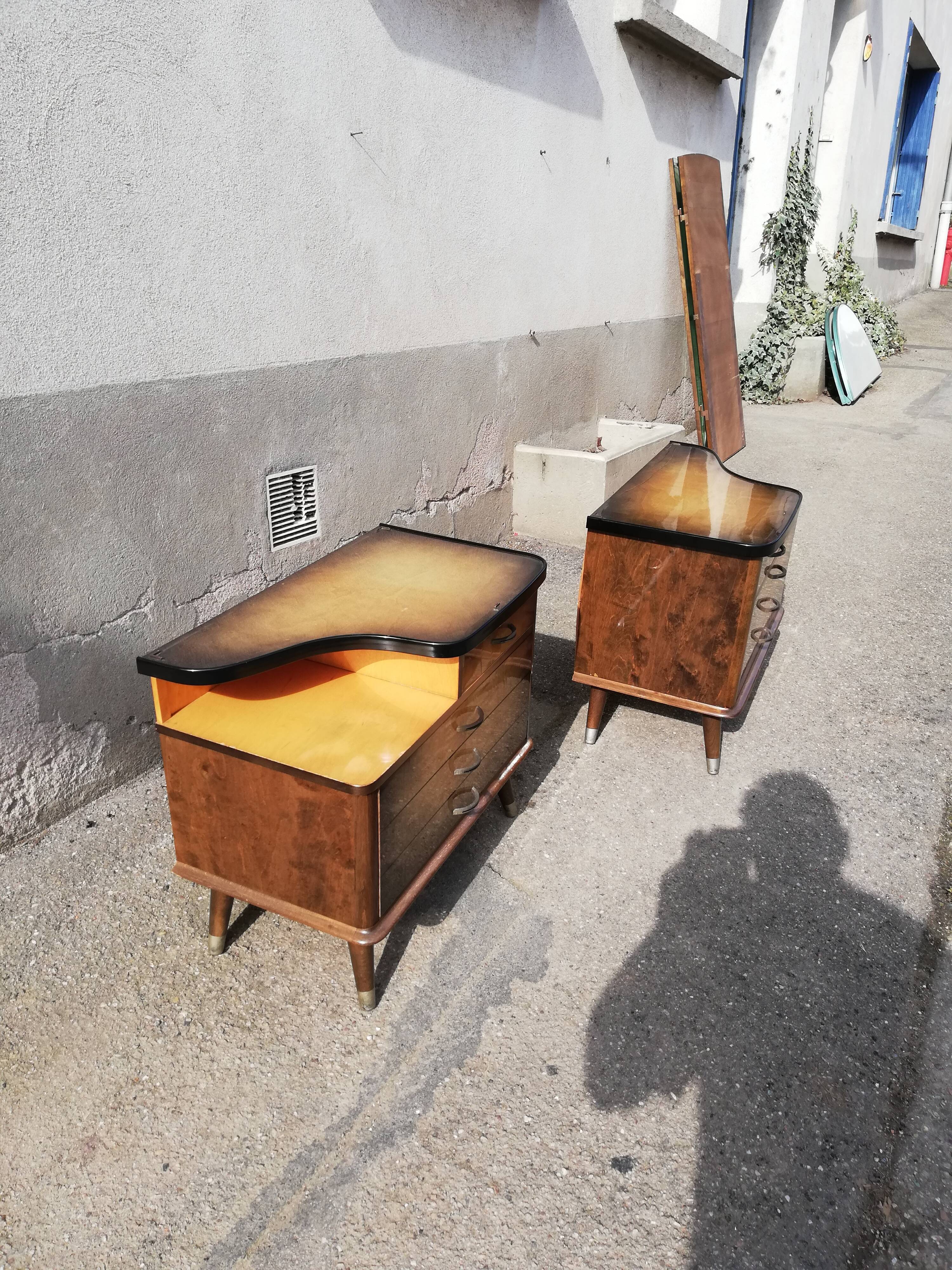 Pair of vintage bedside compass feet