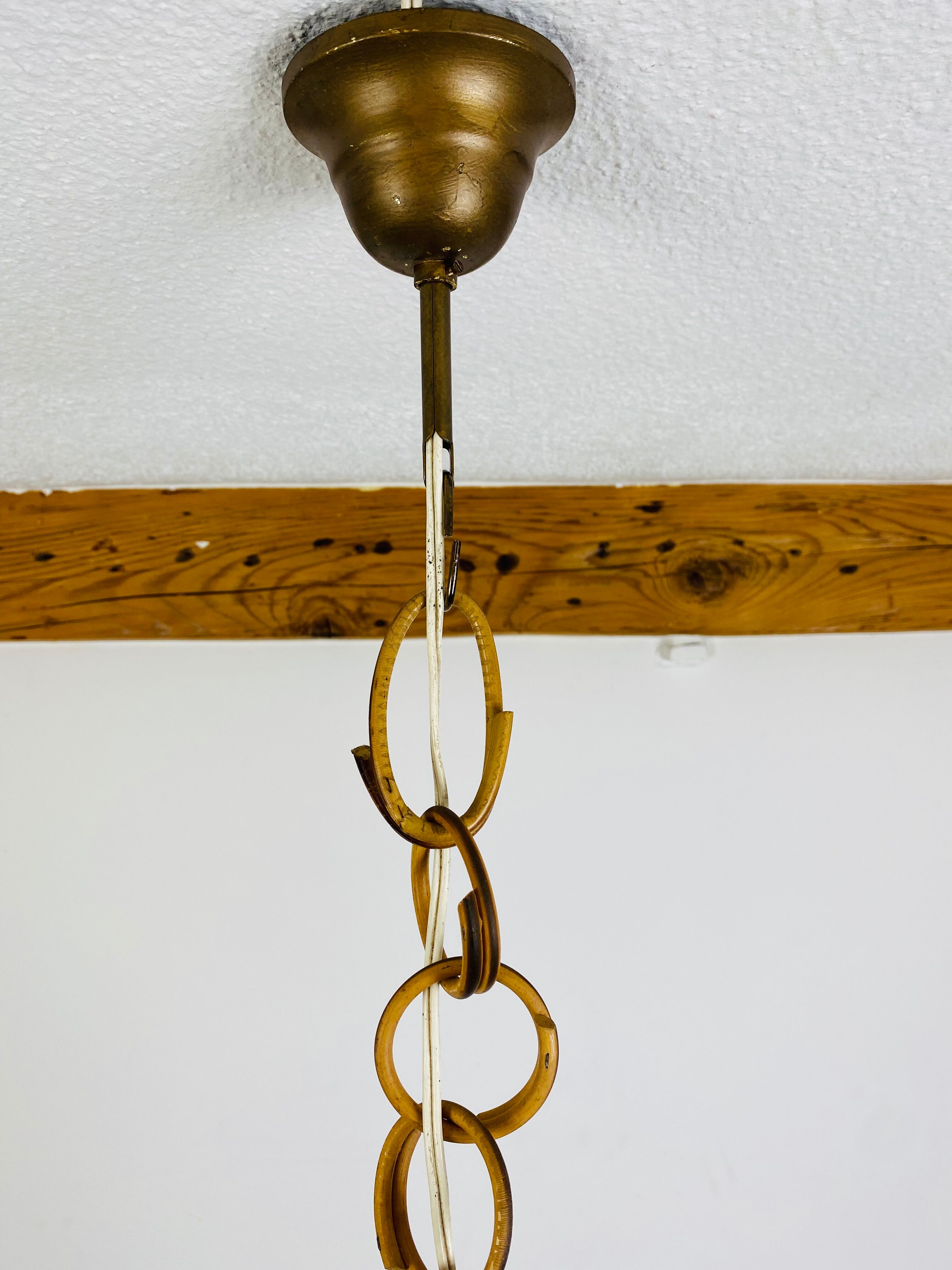 Vintage rattan pendant lamp 60s