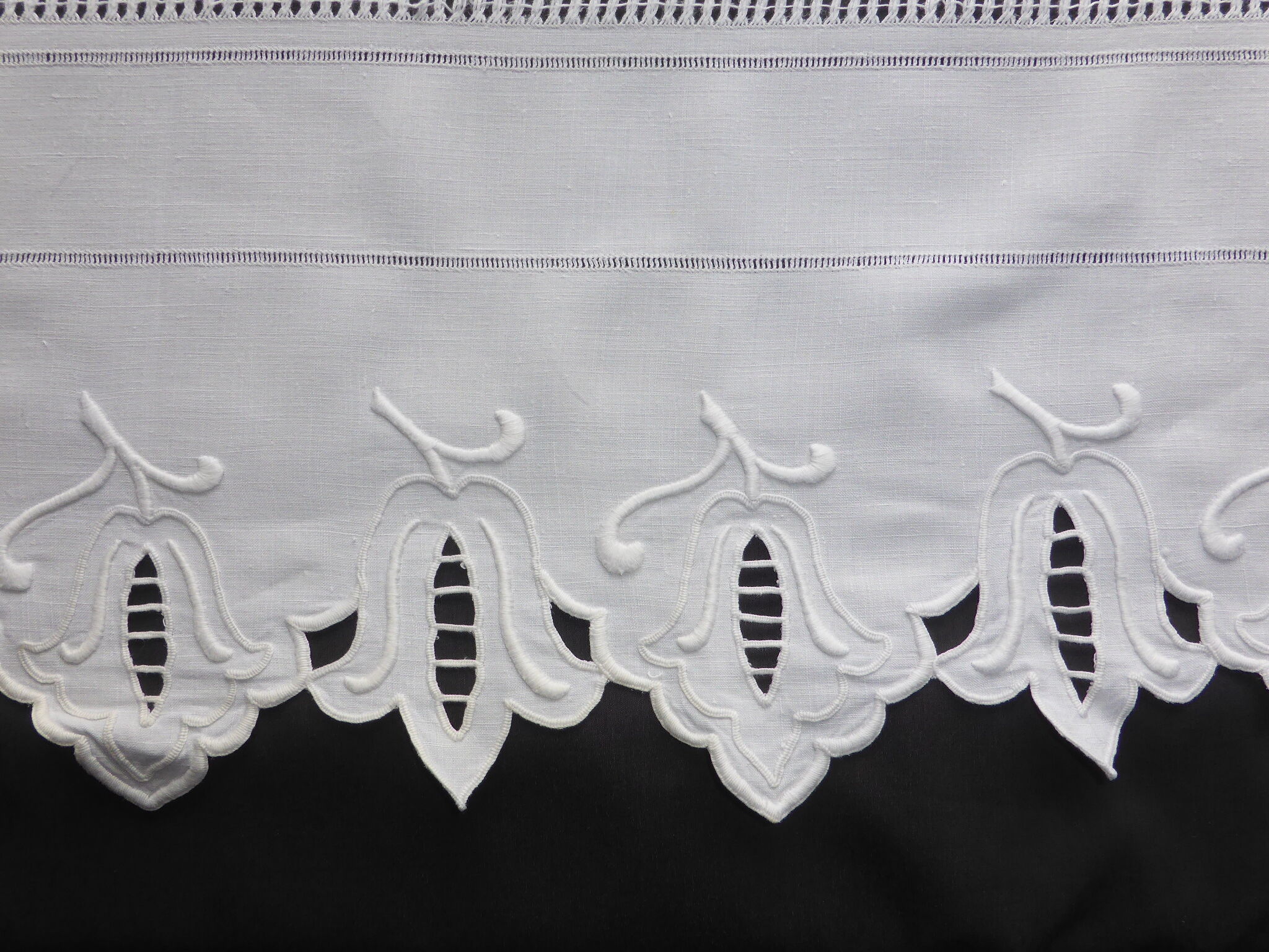 Old sheet in white linen thread