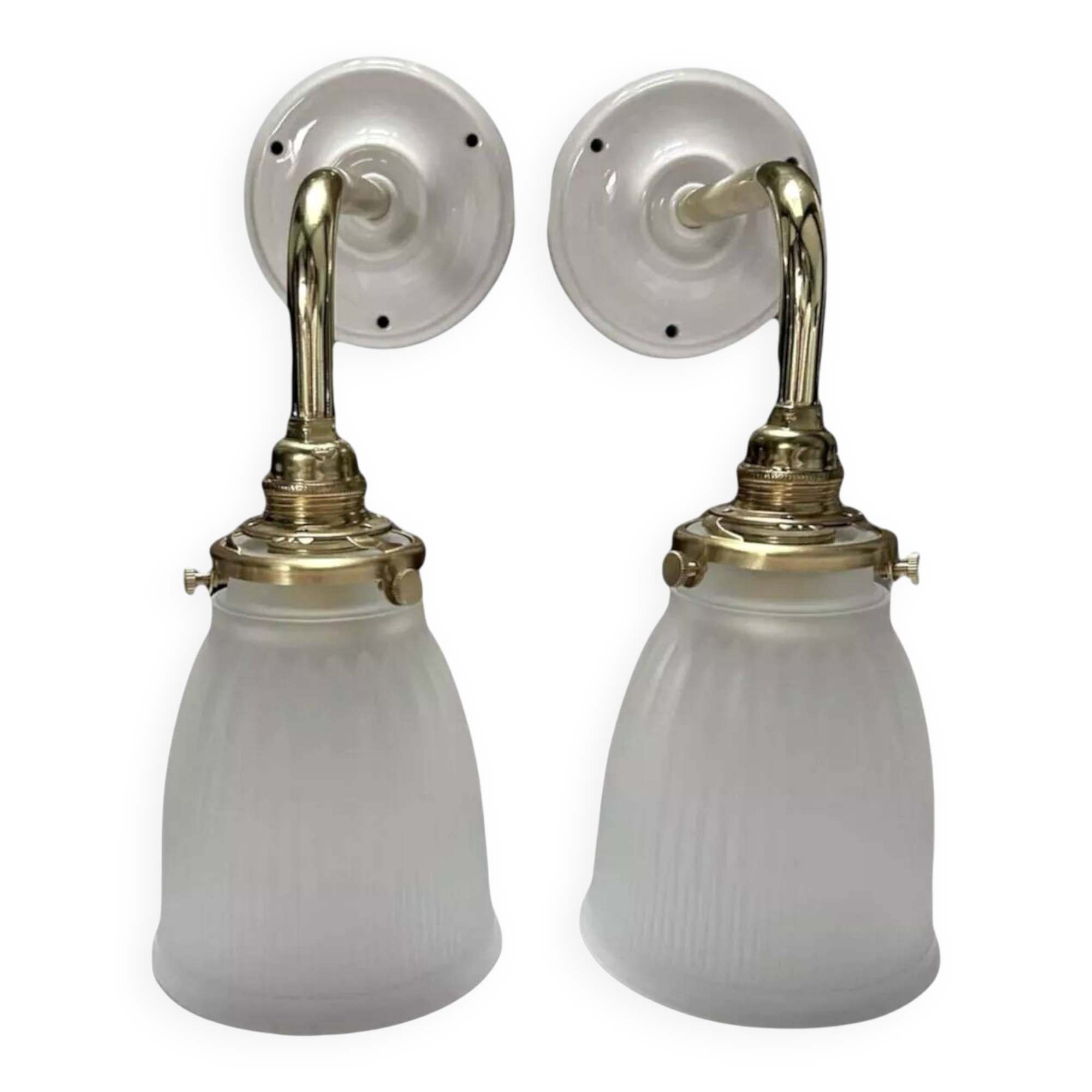 Pair of ribbed glass wall sconces