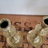 Pair of brass candle holders