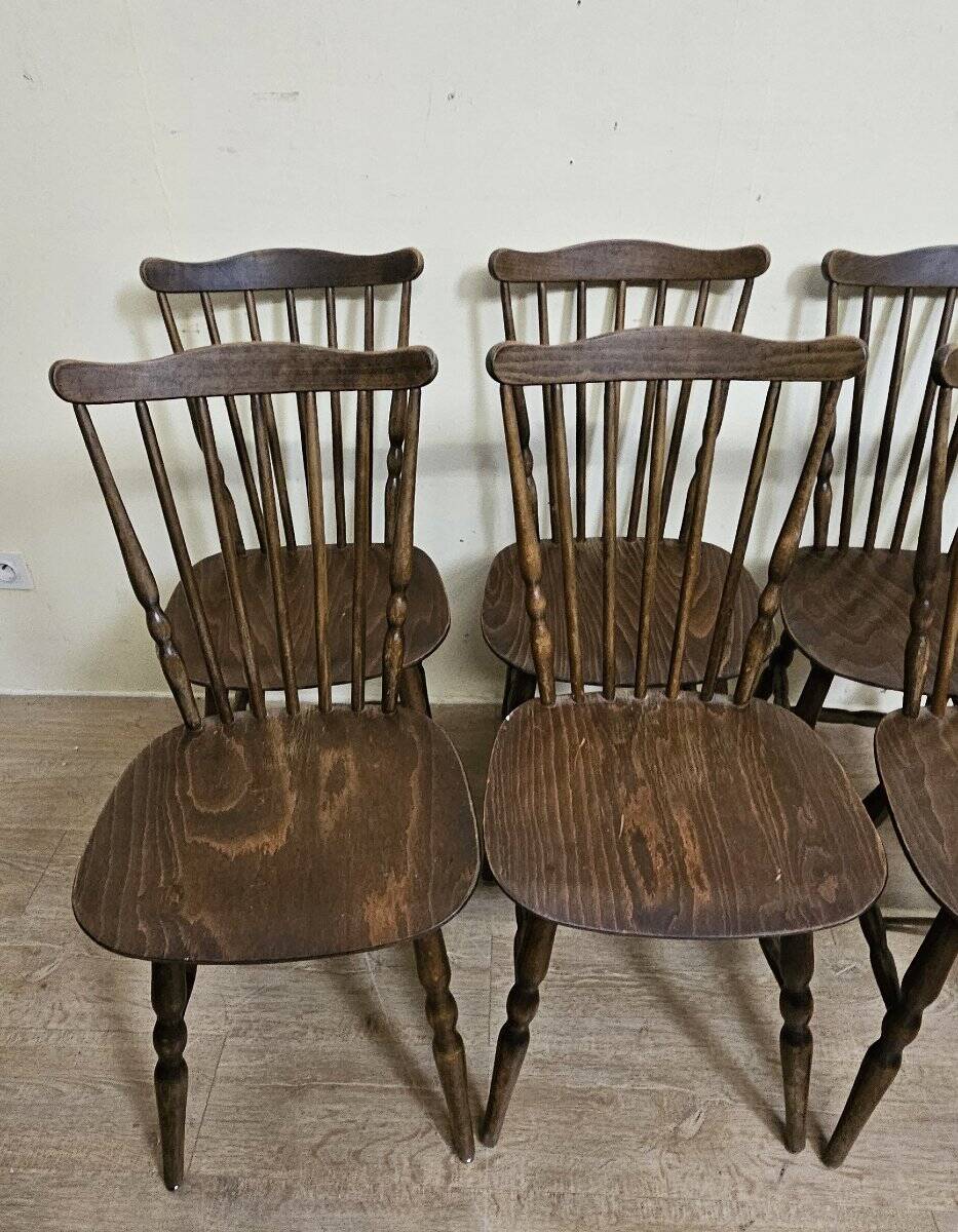 Set of 6 wooden chairs – bistro style - western / vintage